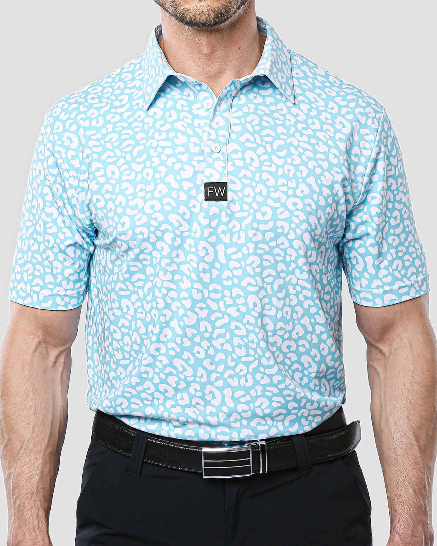 blue leopard golf polo shirts golf shirts