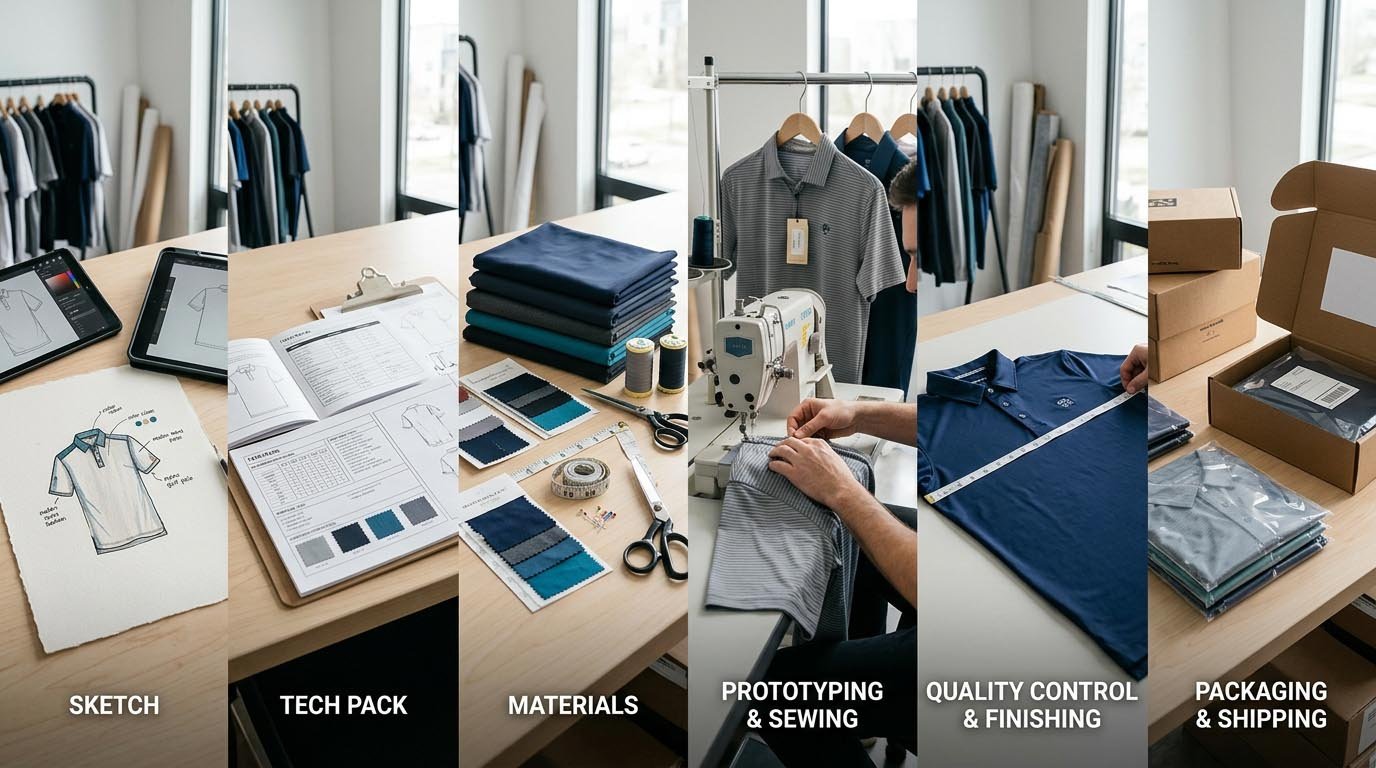 Custom Golf Apparel Manufacturing From Sketch to Shipping Custom Golf Apparel Manufacturing Process Overview