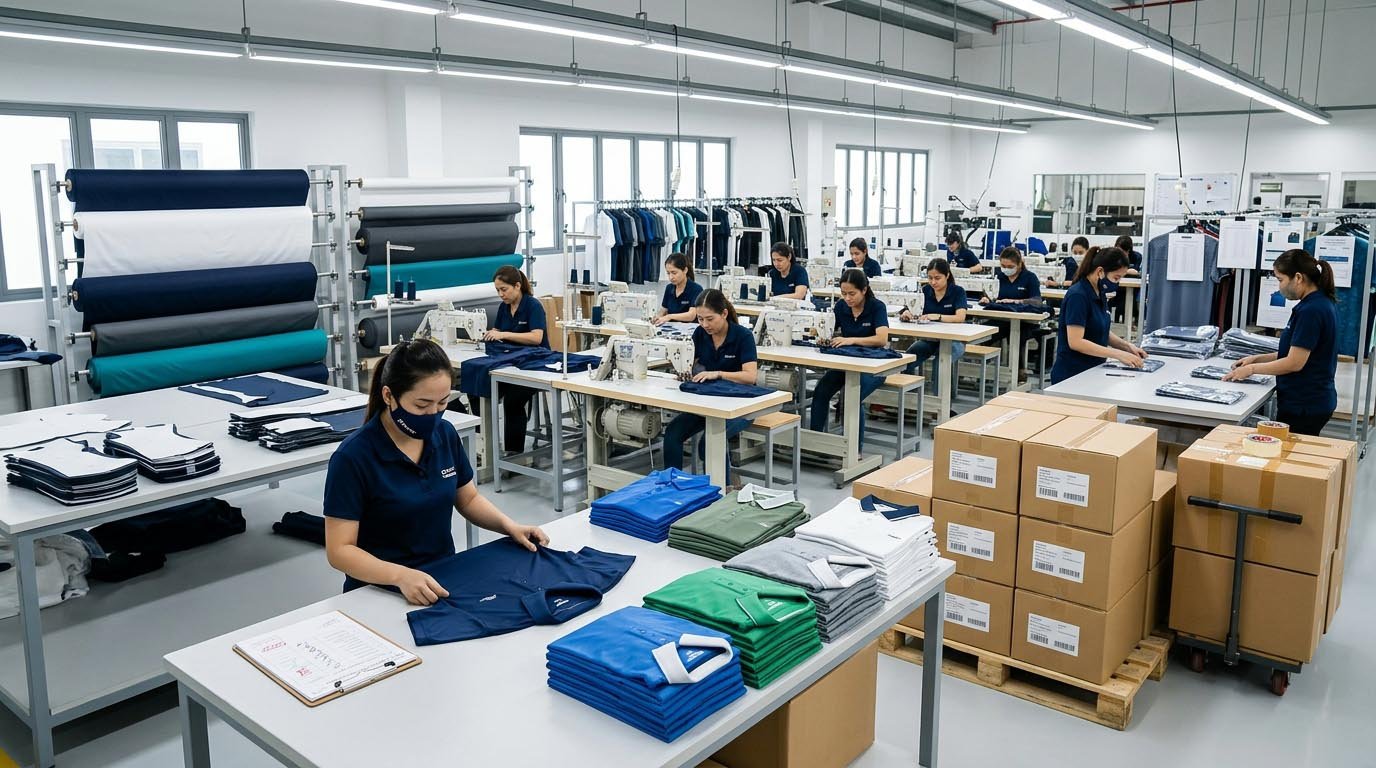 Golf Apparel Bulk Manufacturing Process Pre-Production Meeting and Quality Checks