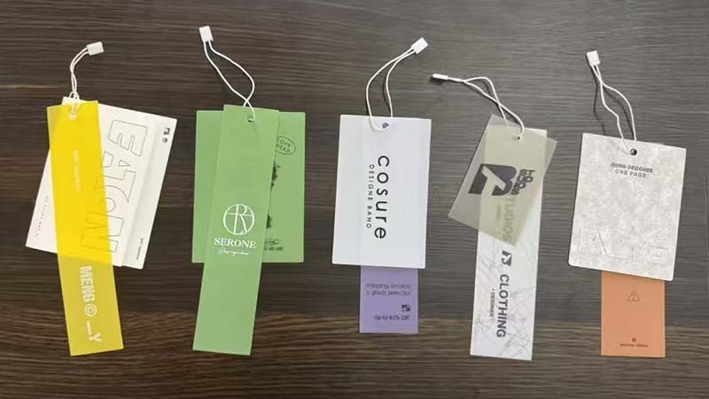 A collection of custom buttons and labels for golf apparel.