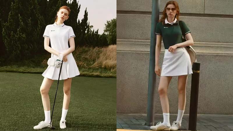 A man in a modern golf polo shirt sitting at a stylish coffee shop